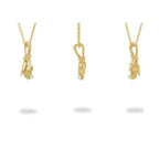 14K Yellow Gold Cultured White Seed Pearl Buddha Hand 16-18" Necklace