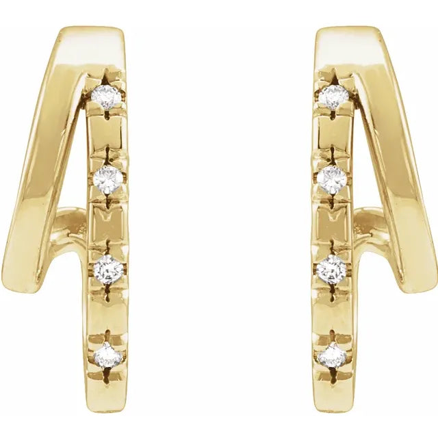 14K Yellow Gold .05 CTW Natural Diamond Hoop Earrings