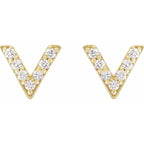 14K Yellow Gold 1/10 CTW Natural Diamond V Earrings