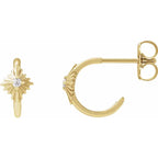 14K Yellow Gold .03 CTW Natural Diamond Sun 10 mm Hoop Earrings