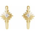 14K Yellow Gold .03 CTW Natural Diamond Sun 10 mm Hoop Earrings