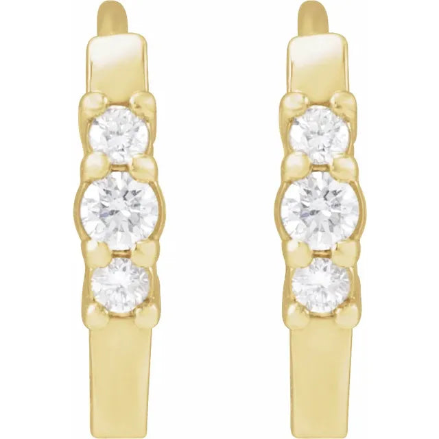 14K Yellow Gold CTW Natural Diamond Hinged Hoop Earrings