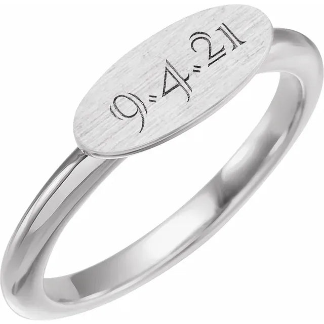 Sterling Silver Oval Signet Ring