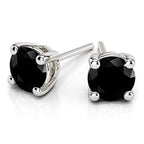 14k White Gold Natural 1/2 Ct Round Black Created Diamond CZ Stud Earrings Pack Of 2 Gold Plated