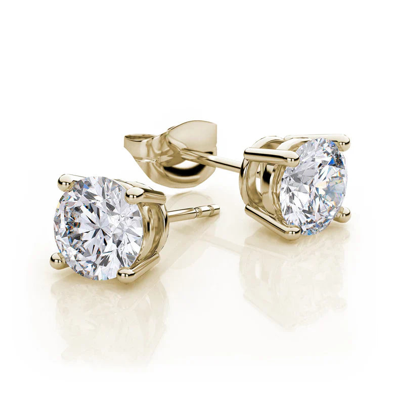 DiamondX 18K Yellow Gold 1 Carat Created Round Sapphire Birthstone Stud Earrings All Colors Plated