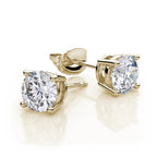 DiamondX 18K Yellow Gold 1 Carat Created Round Sapphire Birthstone Stud Earrings All Colors Plated