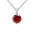 18K White Gold 3 Carat Created Ruby Round Stud Necklace Plated 18 inch