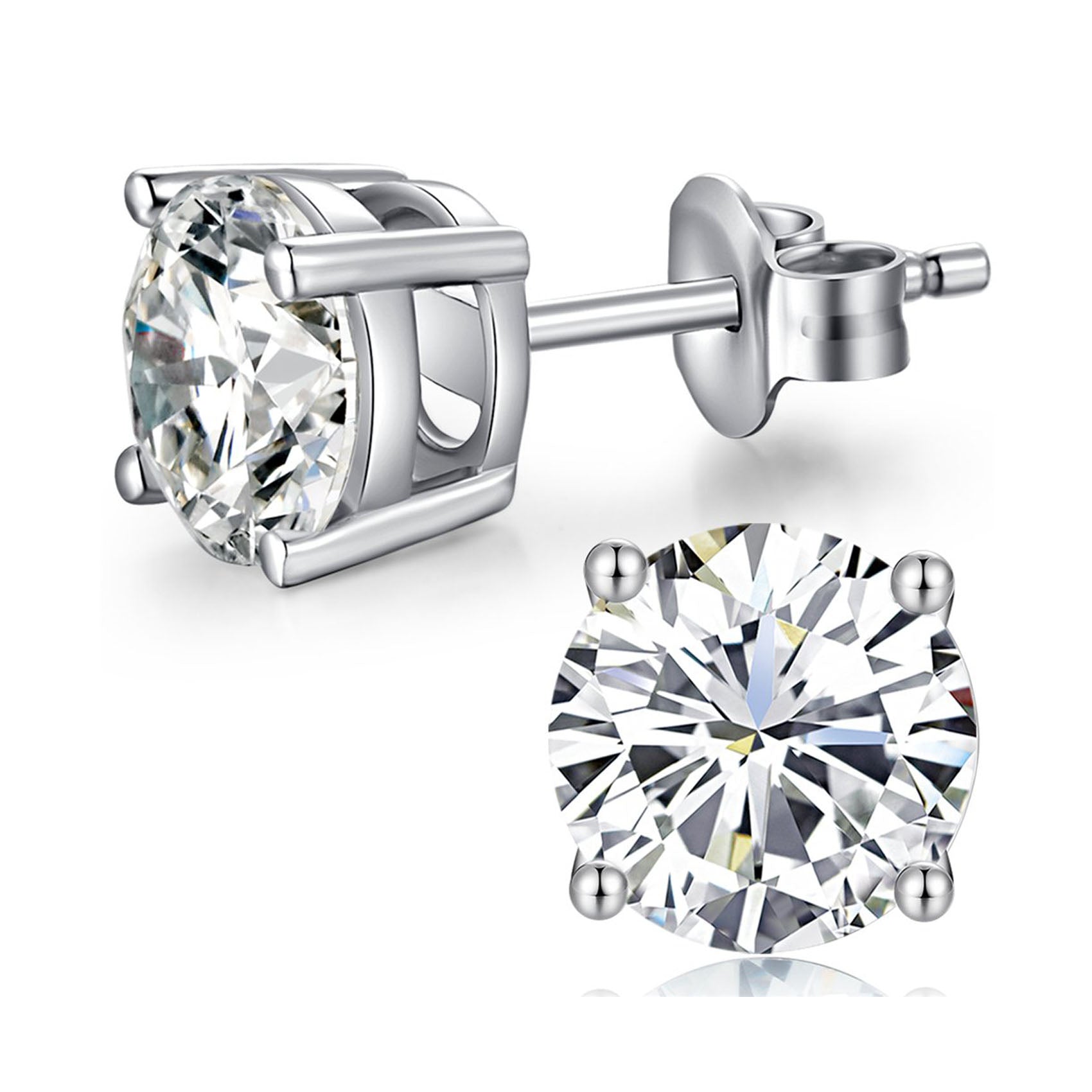 1 Ct Created White Diamond Stud Earrings in 14k White Gold Brilliant Round Cut Diamond Jewelry For Women And Men 4 Prong Push Back