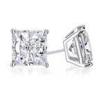 10k White Gold 1/2 Ct Created White Sapphire CZ Princess Cut Stud Earrings Gold Plated
