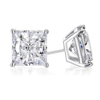 DiamondX 18k White Gold 3 Ct Created Princess Cut White Sapphire Stud Earrings Plated