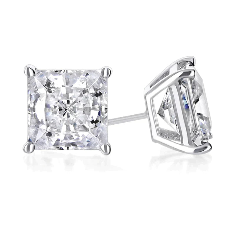 DiamondX 14K White Gold 1 Carat Princess Created Diamond Solitaire Stud Earrings