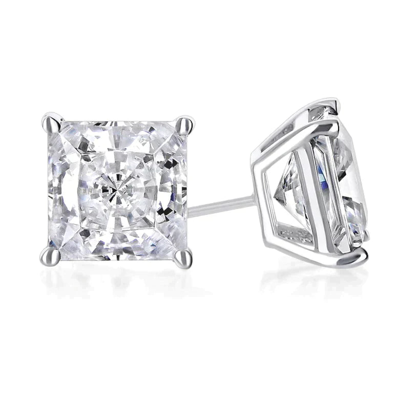 DiamondX 14K White Gold 2 Carat Princess Created Diamond Solitaire Stud Earrings