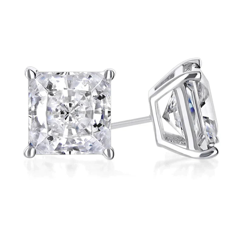 DiamondX 18K White Gold 1/2 Carat Princess Moissanite Stud Earrings