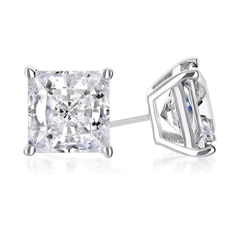DiamondX 14k White Gold 1/4Ct Solitaire Princess Created White Diamond (G-H, I1) Stud Earrings