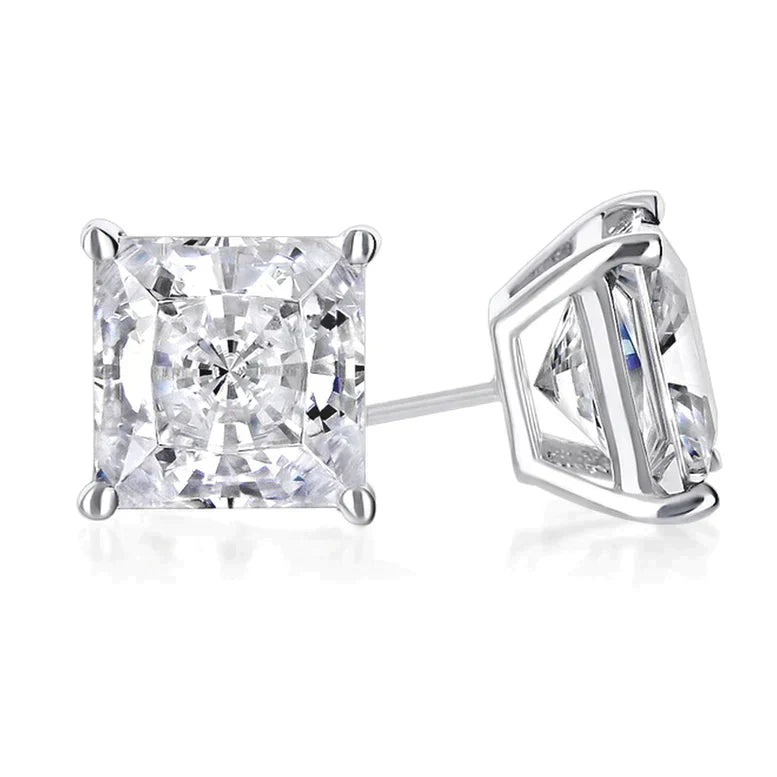 DiamondX 14K White Gold 1/2 Carat Princess Created Diamond Solitaire Stud Earrings