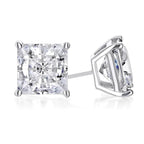 DiamondX 18k White Gold 3 Ct Created Princess Cut White Sapphire Stud Earrings Plated