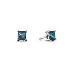 DiamondX 18K White Gold 1 Carat Created Princess Sapphire Birthstone Stud Earrings All Colors Plated