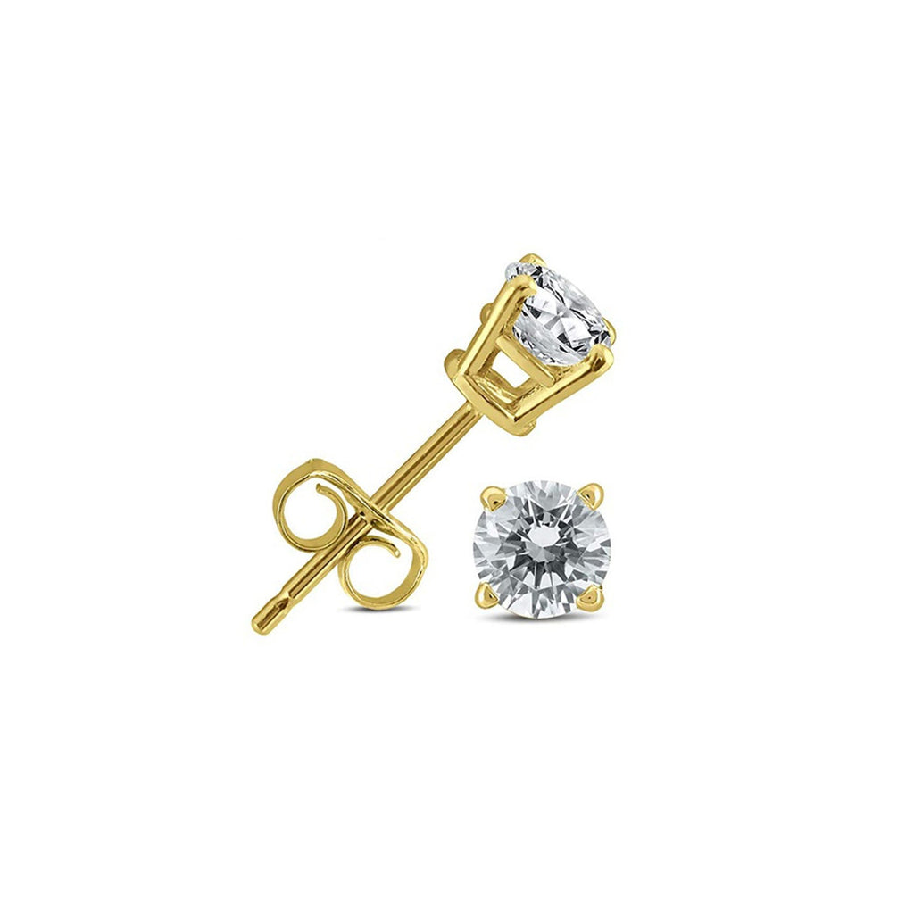 10K Yellow Gold 1/4 Carat Round Created Diamond CZ Stud Earrings Gold Plated