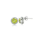DiamondX 18k White Gold 1 Carat Created Halo Round Sapphire Birthstone Stud Earrings All Colors Plated