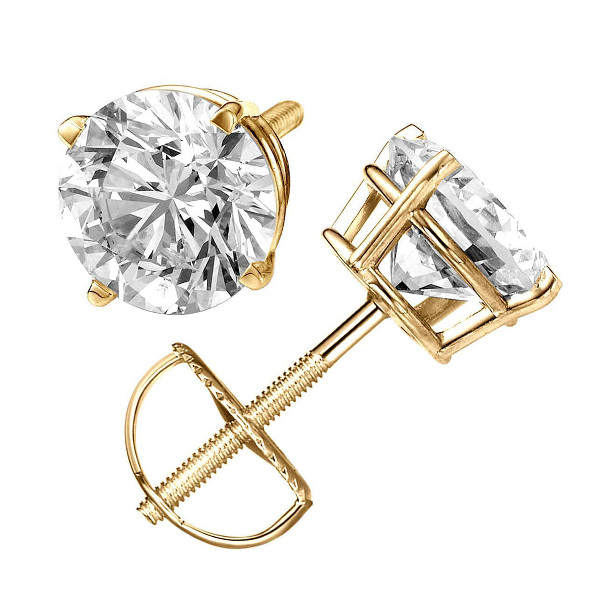 10k Yellow Gold 1/4 Carat Round Created Diamond Stud Earrings Gold Plated