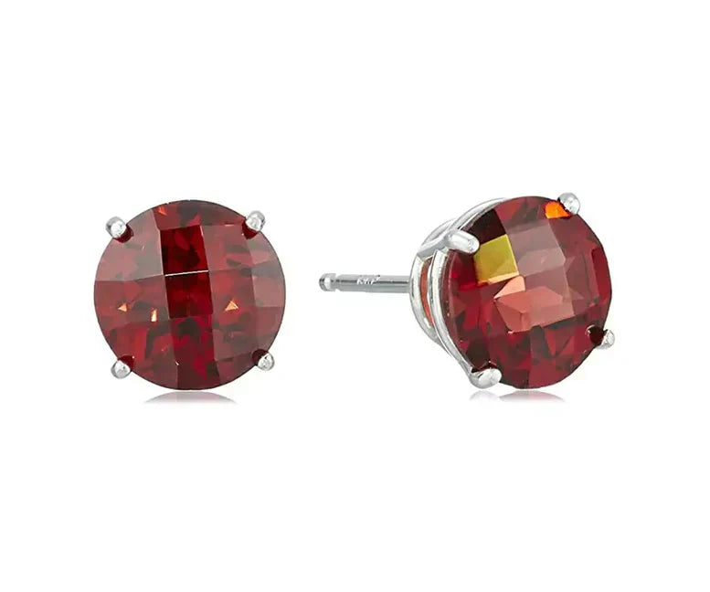 DiamondX 18K White Gold 1 Carat Created Round Sapphire Birthstone Stud Earrings All Colors Plated