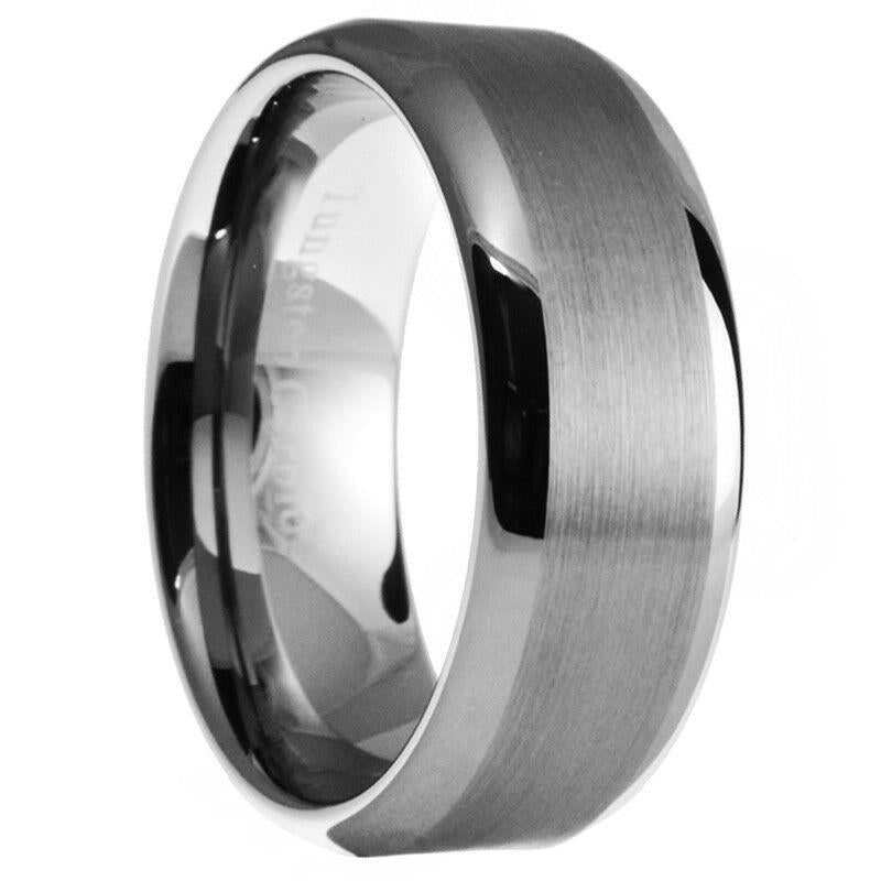 DiamondX Tungsten Silver Brushed Ring Wedding Band 8mm for Unisex Size 7