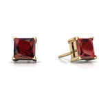 DiamondX 18K Yellow Gold 1 Carat Created Princess Sapphire Birthstone Stud Earrings All Colors Plated