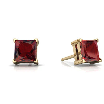 DiamondX 18K Yellow Gold 1 Carat Created Princess Sapphire Birthstone Stud Earrings All Colors Plated