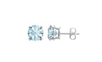 24k White Gold Plated 2 Cttw Created Aquamarine CZ Round Stud Earrings