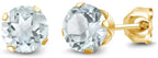 DiamondX 18K Yellow Gold 1 Carat Created Round Sapphire Birthstone Stud Earrings All Colors Plated