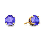 DiamondX 18K Yellow Gold 1 Carat Created Round Sapphire Birthstone Stud Earrings All Colors Plated
