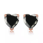14k Rose Gold Plated 1 Carat Heart Created Black Sapphire Stud Earrings