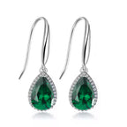 14k White Gold Plated 2 Ct Created Emerald CZ Teardrop Earrings