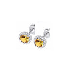 DiamondX 18k White Gold 1 Carat Created Halo Round Sapphire Birthstone Stud Earrings All Colors Plated