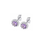 DiamondX 18k White Gold 1 Carat Created Halo Round Sapphire Birthstone Stud Earrings All Colors Plated