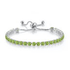 10k White Gold 6 Cttw Created Peridot Round Adjustable Tennis Plated Bracelet
