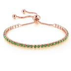 10k Rose Gold 6 Cttw Created Peridot Round Adjustable Tennis Plated Bracelet