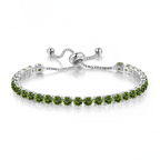 10k White Gold 7 Cttw Created Emerald Round Adjustable Tennis Plated Bracelet