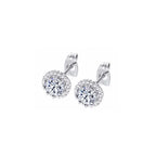 DiamondX 18k White Gold 1 Carat Created Halo Round Sapphire Birthstone Stud Earrings All Colors Plated