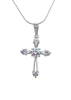 18K White Gold 1/2 ct Created Diamond Cross Stud Necklace Plated 18 inch