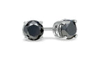 14K White Gold Black Round Diamond 1/4Ct Stud Earrings Plated by DiamondX
