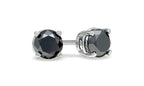 14k White Gold 1/4 ct Black Diamond Round Stud Earrings