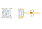 DiamondX 14K Yellow Gold 1/2 Carat Princess Created Diamond Solitaire Stud Earrings