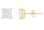 DiamondX 14k Yellow Gold 1/2Ct Solitaire Princess Created White Diamond (G-H, I1) Stud Earrings