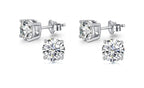 18k White Gold Plated Created White Sapphire 4Ct Round Pack of Two Stud Earrings