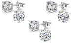 10k White Gold Plated Created White Sapphire 3Ct Round Pack of Three Stud Earrings