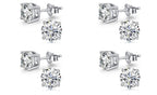 10k White Gold Plated Created White Sapphire 4Ct Round Pack of Four Stud Earrings