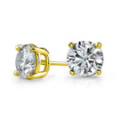 14k Yellow Gold 1/4 Carat Genuine  Round White Diamond Solitaire Stud Earrings Gold Plated