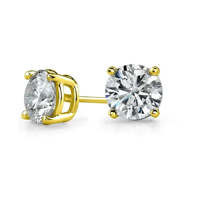 DiamondX 14k Yellow Gold 1/4 Ct Round Created Diamond Stud Earrings