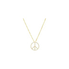 14K Yellow Gold 1/4 CTW Natural Diamond Tiny Peace Sign 16" Necklace